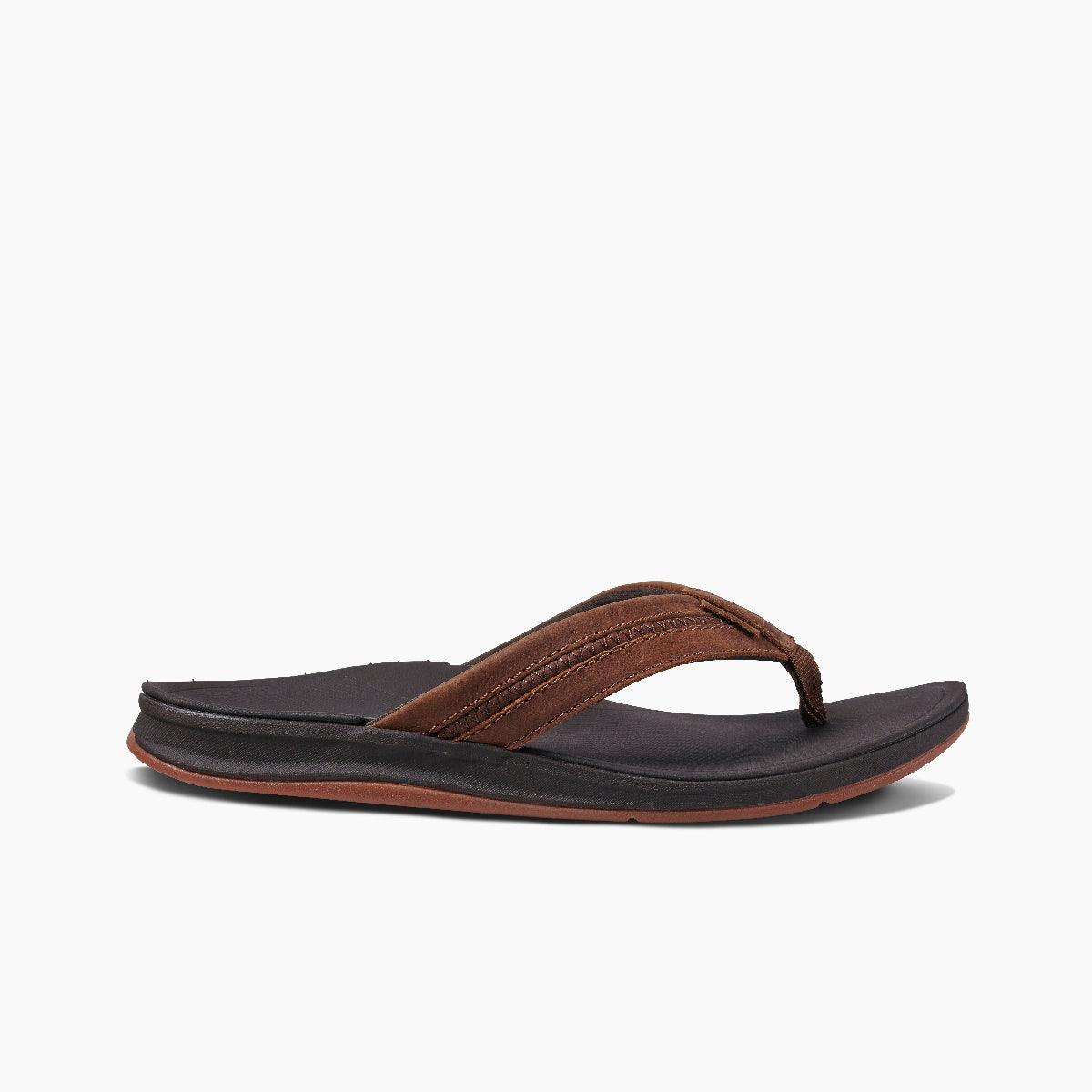 Reef Leather Ortho-Bounce Coast Brown Men's Flip-Flop Sandal - Men's SandalReef