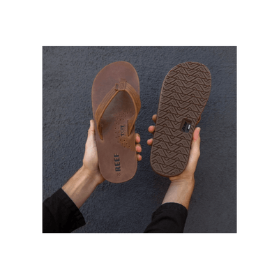 REEF Men’s Draftsmen Full Grain Leather Flip-Flops – Classic Brown 7