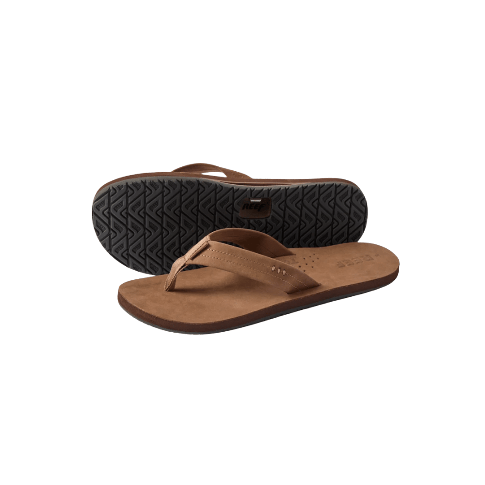 REEF Men’s Draftsmen Full Grain Leather Flip-Flops – Classic Brown 8