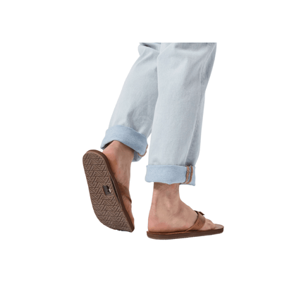 REEF Men’s Draftsmen Leather Flip-Flops – Bronze Brown 3