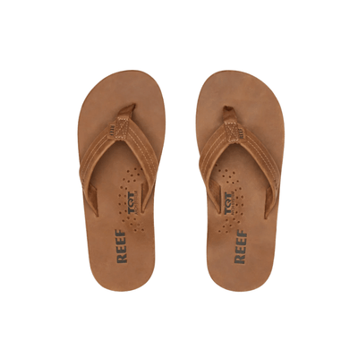 REEF Men’s Draftsmen Leather Flip-Flops – Bronze Brown 7