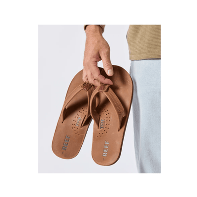 REEF Men’s Draftsmen Leather Flip-Flops – Bronze Brown 4