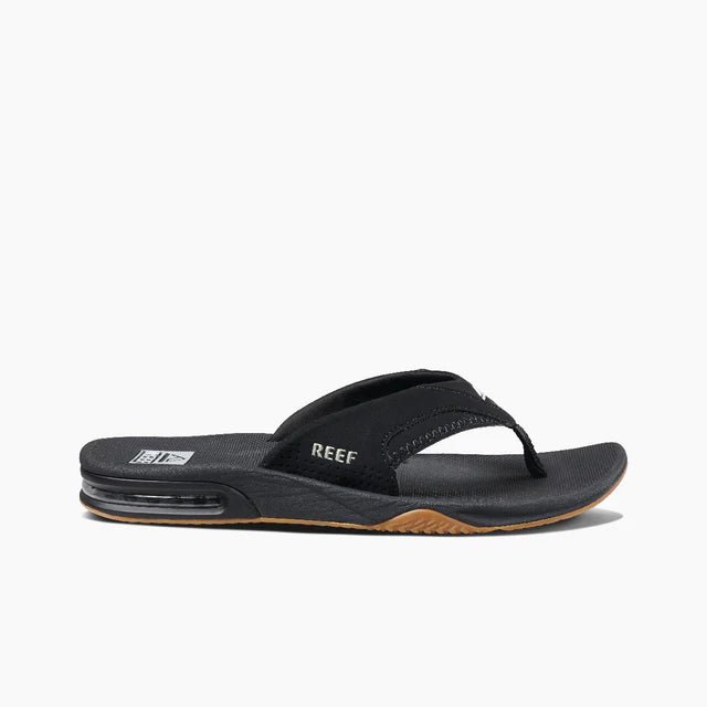 Reef Men's Fanning Bottle Opener Black / Silver Flip Flop Sandal - Men's SandalReef