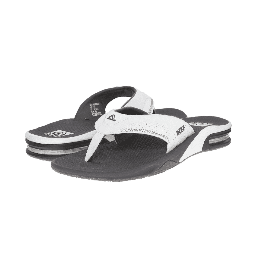 Reef Men's Fanning Bottle Opener Flip Flop Thong Sandal - Grey / White 2