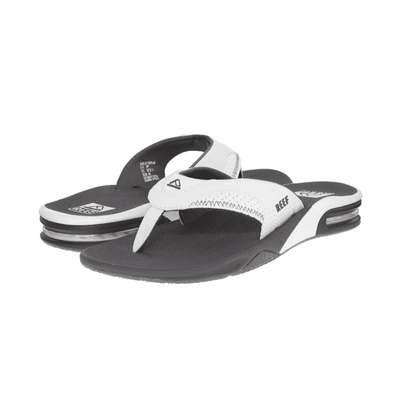 Reef Men's Fanning Bottle Opener Flip Flop Thong Sandal - Grey / White 2
