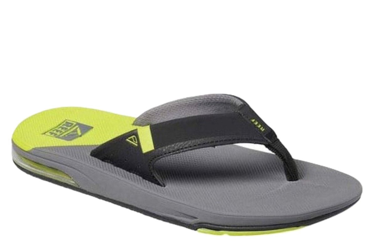 Reef Men's Fanning Bottle Opener Gray / Lime low Flip Flop Sandal - Men's SandalReef