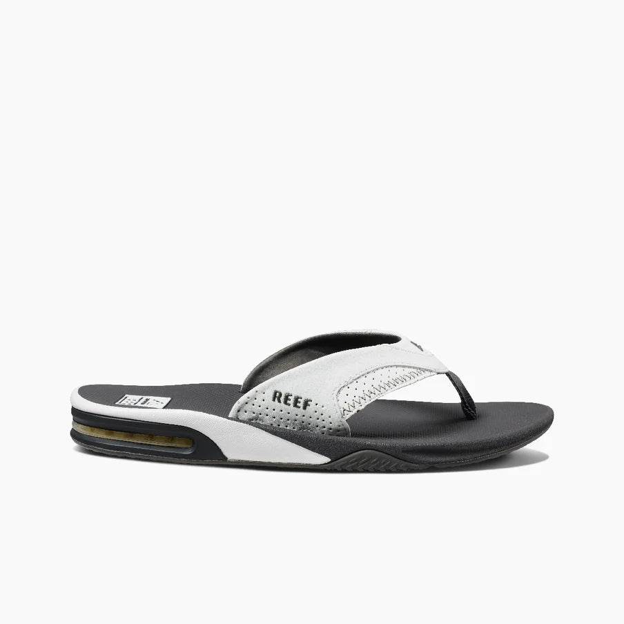 Reef Men's Fanning Bottle Opener Grey/White Flip Flop Sandal - Men's SandalReef