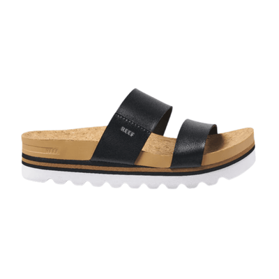Reef Women's Cushion Vista Hi Black Sandal – Vegan Leather Platform 1