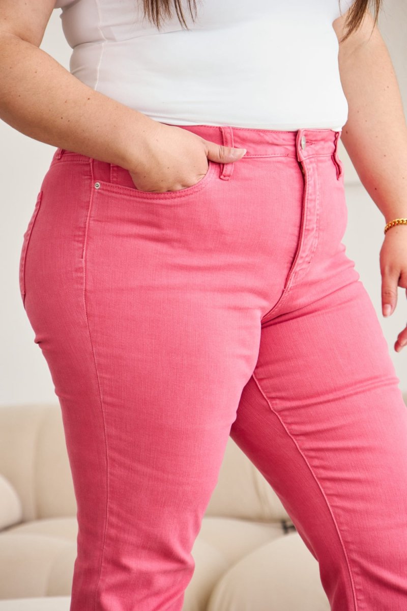 RFM Crop Dylan Full Size Tummy Control High Waist Raw Hem Jeans - Women's BottomRFM