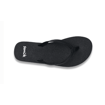 Sanuk Women's Yoga Joy II Flip Flop - Black Woven 3
