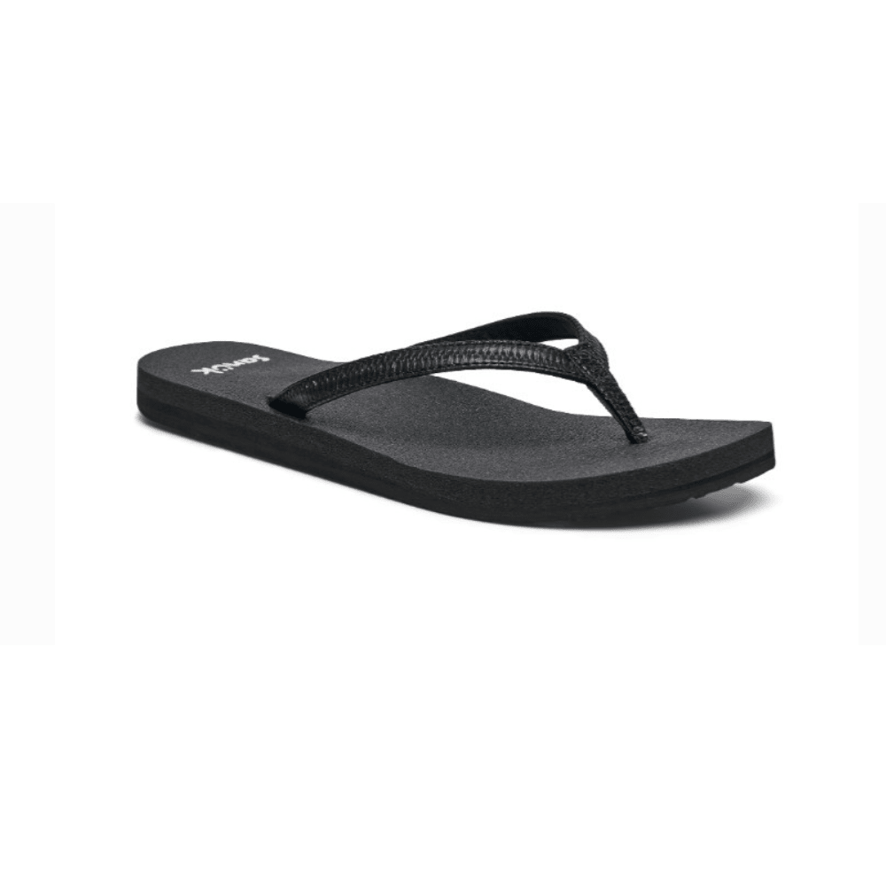 Sanuk Women's Yoga Joy II Flip Flop - Black Woven 2