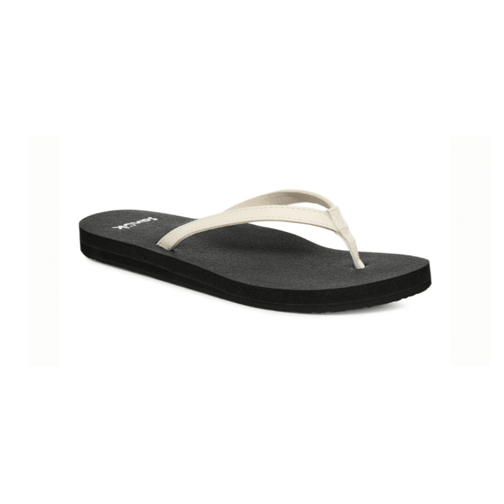 Sanuk Women's Yoga Joy II Flip Flop - White / Black 2