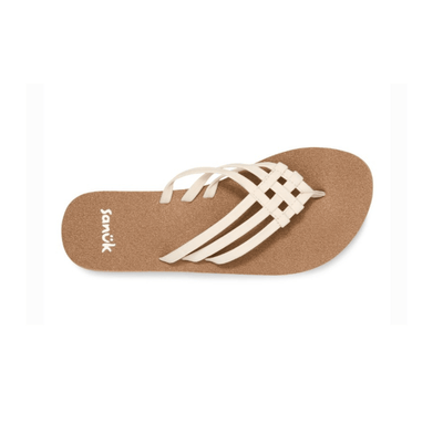 Sanuk Women's Yoga Sandy II Flip Flop - Tan / White 4