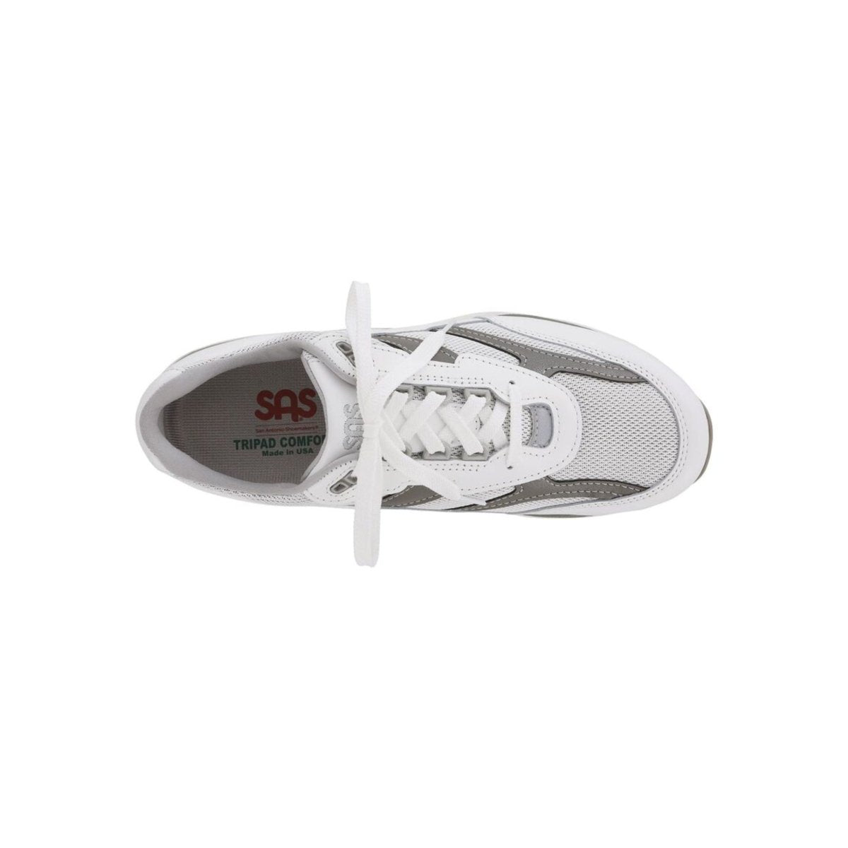 SAS Men's Journey Mesh Lightweight Sport Walking Shoe – White / Gray 2
