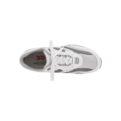 SAS Men's Journey Mesh Lightweight Sport Walking Shoe – White / Gray 2