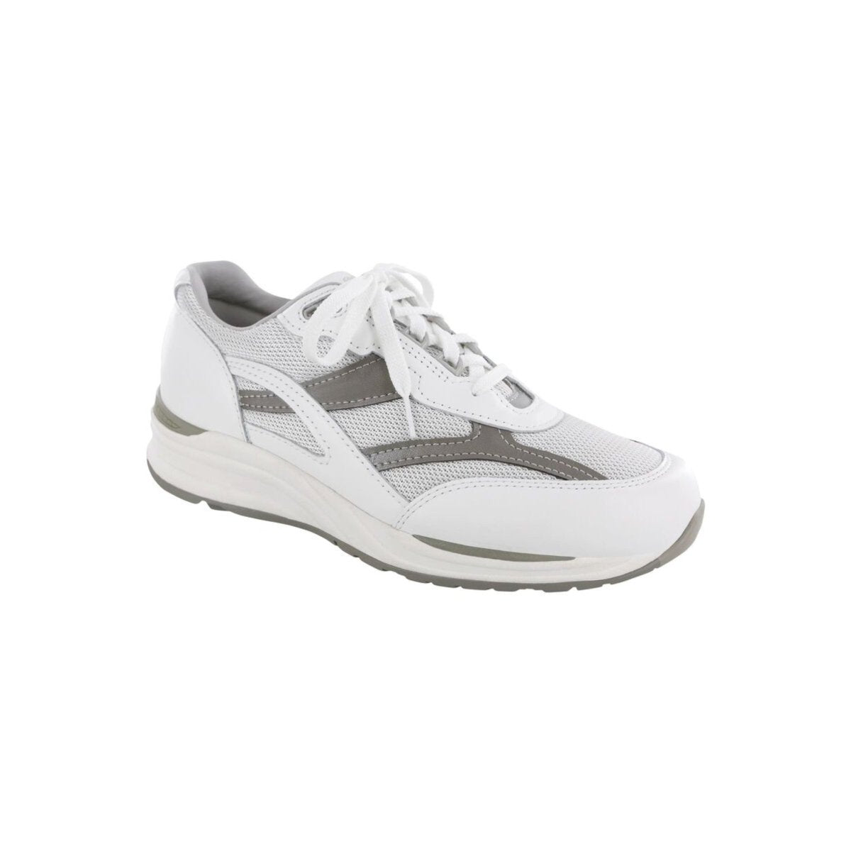 SAS Men's Journey Mesh Lightweight Sport Walking Shoe – White / Gray 1