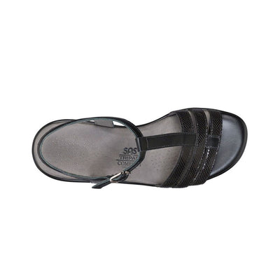 SAS Women’s Capri Leather Slide Sandal – Black Snake 6