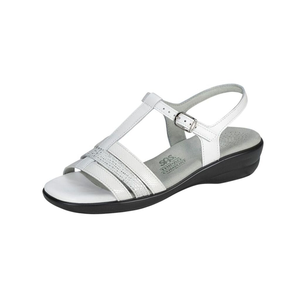 SAS Women’s Capri Leather Slide Sandal – White Multi 6