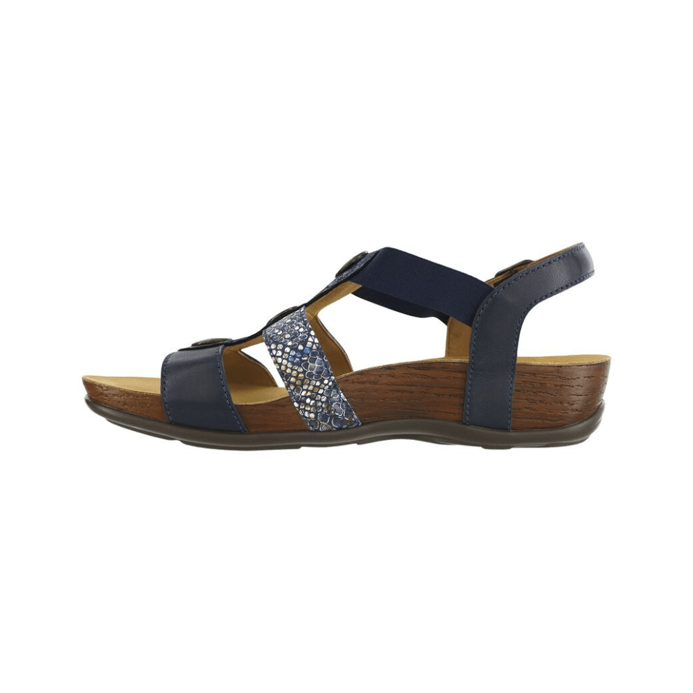 SAS Women’s Clover Triple-Strap Leather Sandal – Navy Multi 5