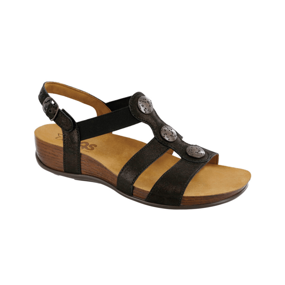 SAS Women’s Clover Triple-Strap Leather Sandal – Space Nero 1
