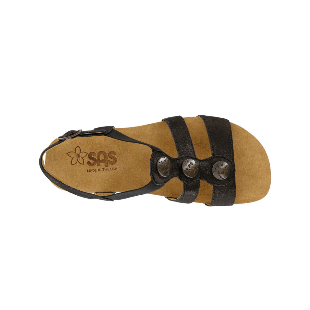 SAS Women’s Clover Triple-Strap Leather Sandal – Space Nero 2