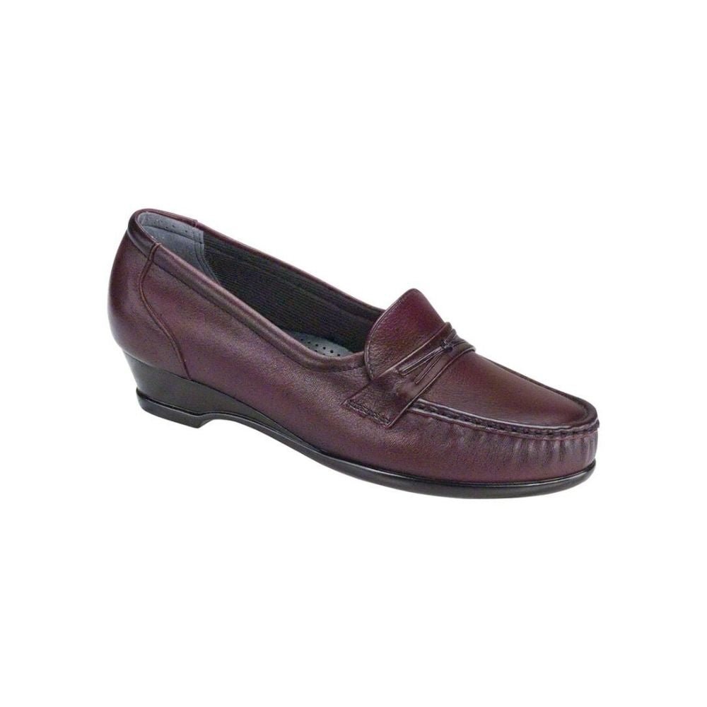 SAS Women’s Easier Slip-On Wedge Leather Comfort Loafer – Antique Wine 1