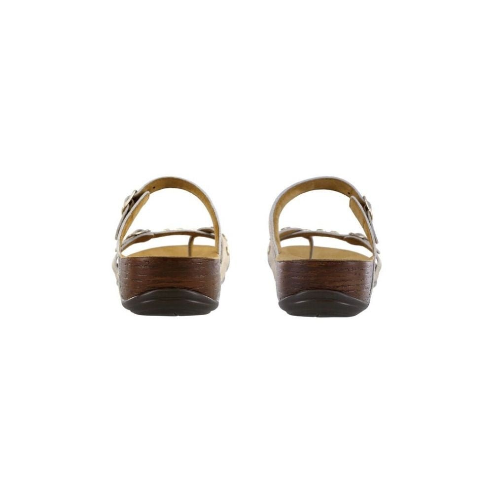 SAS Women’s Jett Leather Wedge Sandal – Metallic Gold 5