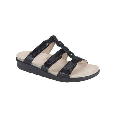 SAS Women’s Naples Adjustable Comfort Sandal Slide- Black Snake 1