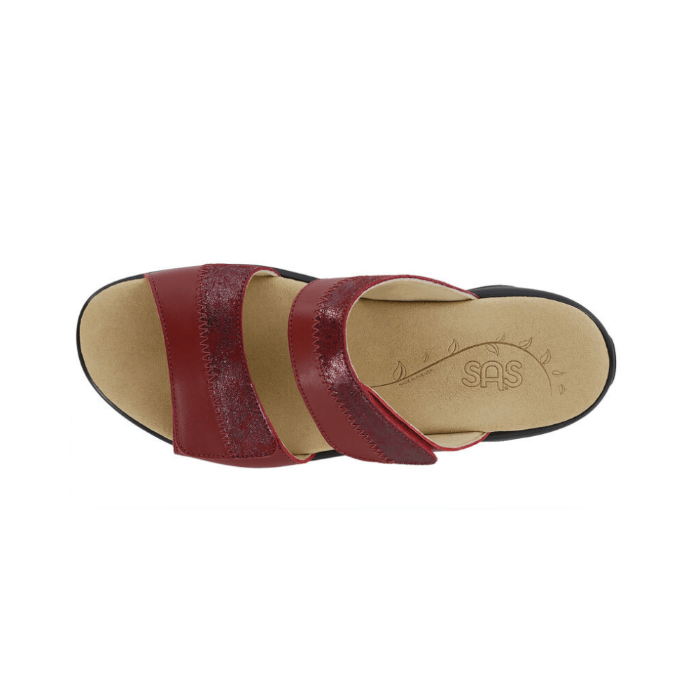 SAS Women's Nudu Slide Comfort Leather Sandal - Ruby/Cabernet 2