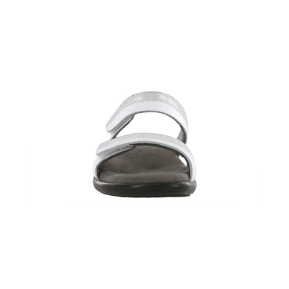 SAS Women's Nudu Slide Comfort Leather Sandal - White/Silver 3