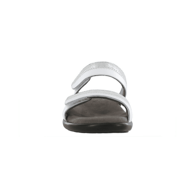 SAS Women's Nudu Slide Comfort Leather Sandal - White/Silver 3