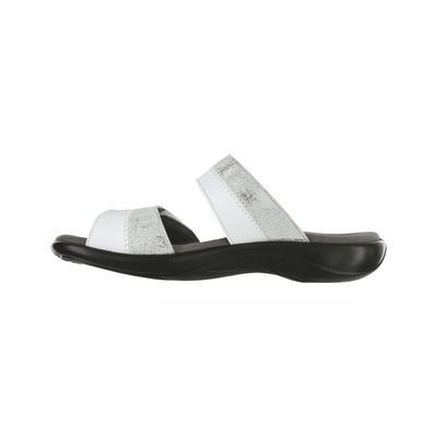 SAS Women's Nudu Slide Comfort Leather Sandal - White/Silver 5