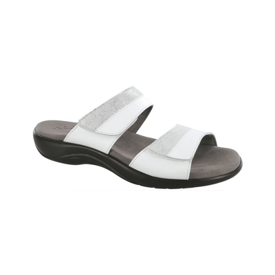 SAS Women's Nudu Slide Comfort Leather Sandal - White/Silver 1