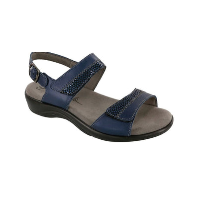 SAS Women's Nudu Slide Handcrafted Comfort Leather Sandal - Navy 1