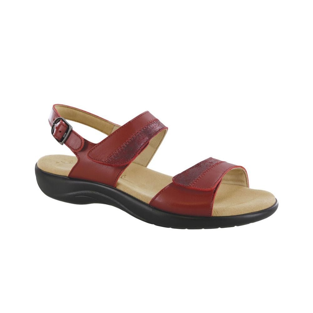 SAS Women's Nudu Slide Handcrafted Comfort Leather Sandal - Ruby/Cabernet 1