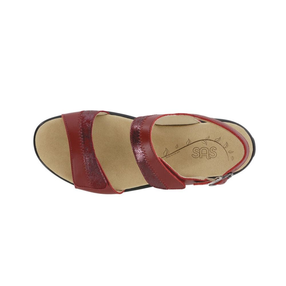 SAS Women's Nudu Slide Handcrafted Comfort Leather Sandal - Ruby/Cabernet 2
