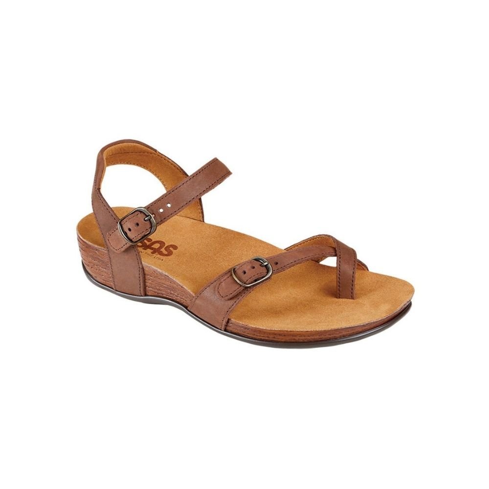 SAS Women's Pampa Leather Comfort Ankle-Strap Sandal - Chocolate 1