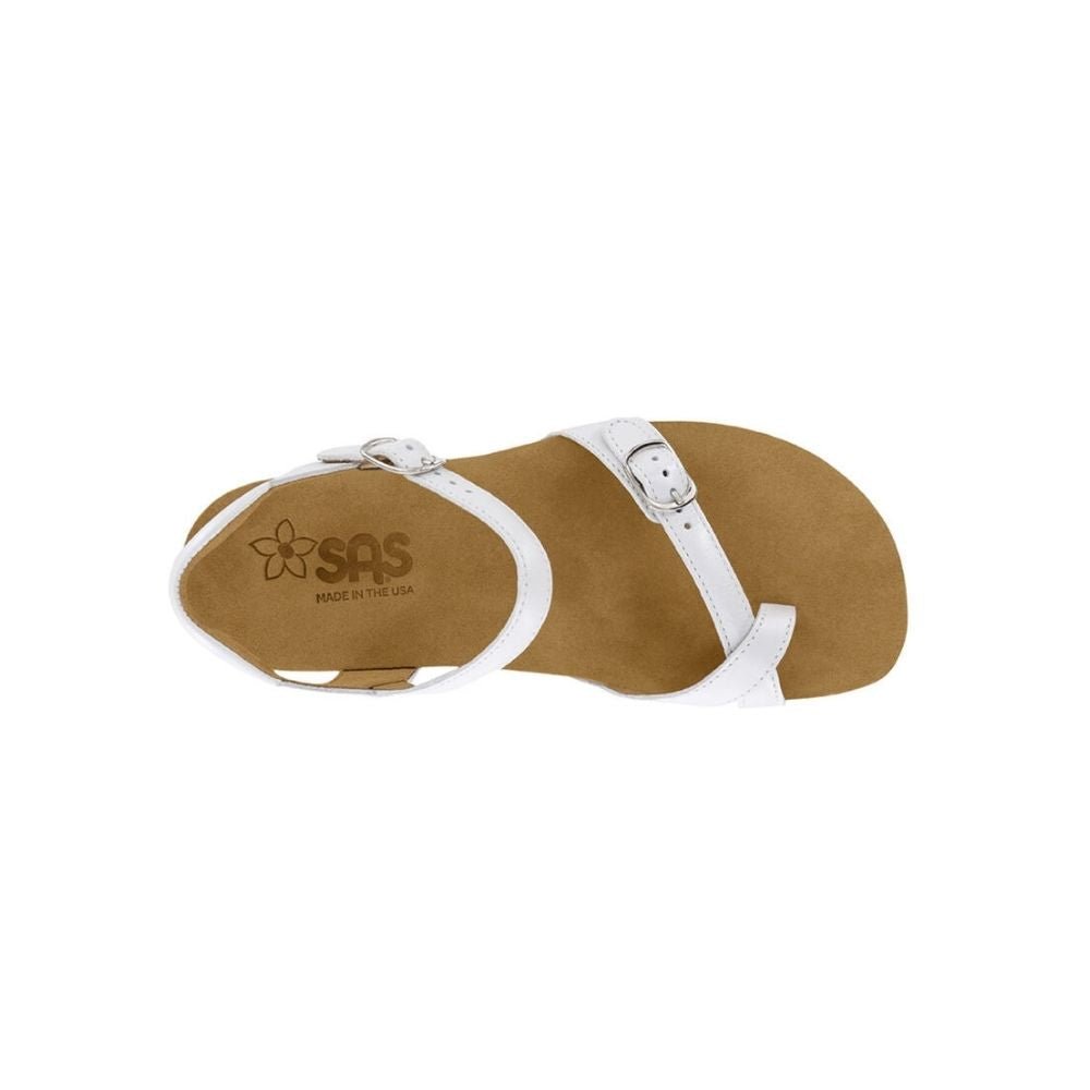 SAS Women's Pampa Leather Comfort Ankle-Strap Sandal - Pearl White 3