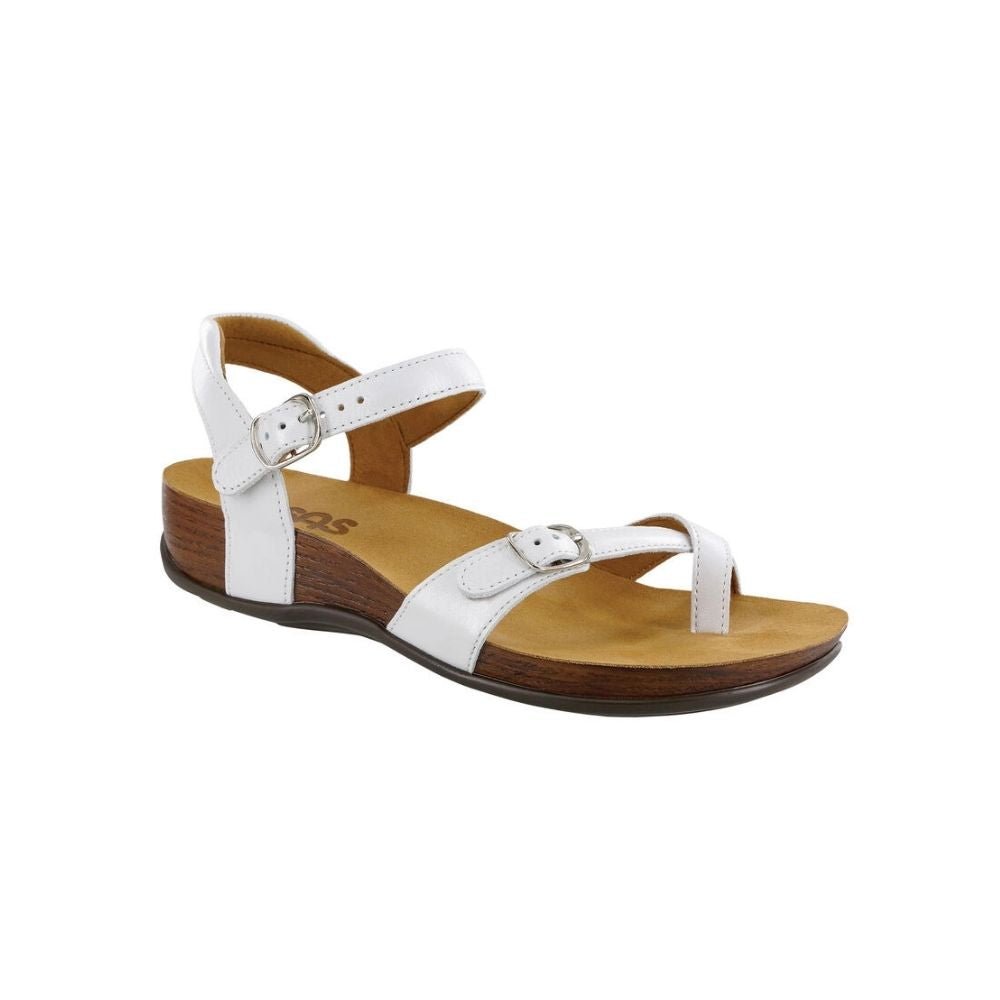 SAS Women's Pampa Leather Comfort Ankle-Strap Sandal - Pearl White 1