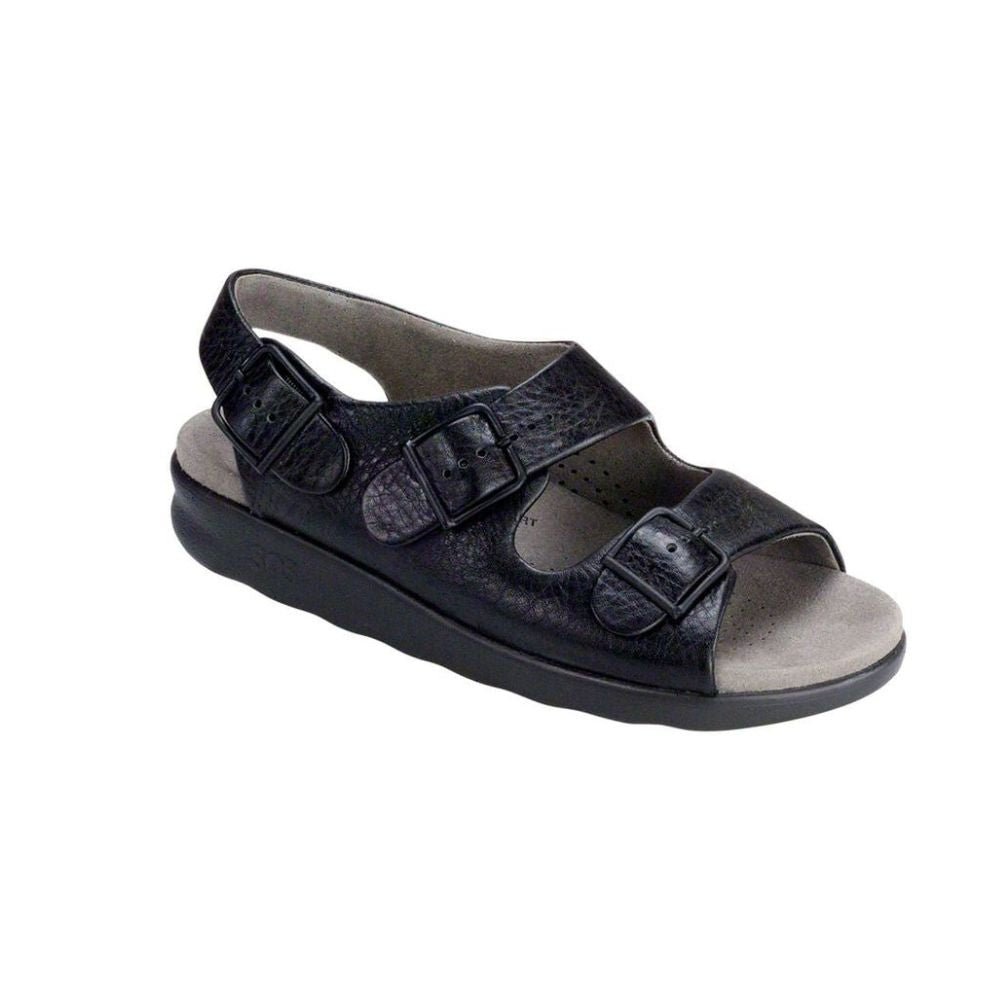 SAS Women’s Relaxed Supportive Leather Slip-On Shoe – Black 1