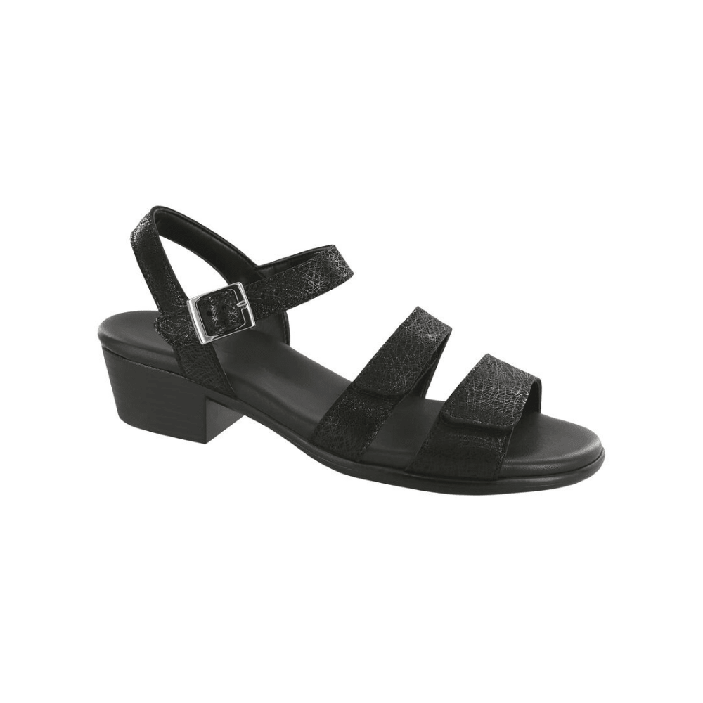 SAS Women's Savanna Adjustable Strap Leather Sandal - Web Black 1