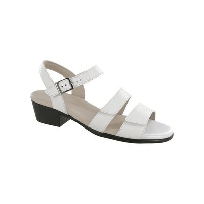 SAS Women's Savanna Adjustable Strap Leather Sandal - White Lizard 1