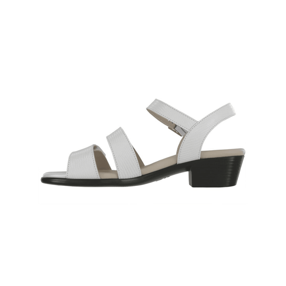 SAS Women's Savanna Adjustable Strap Leather Sandal - White Lizard 5
