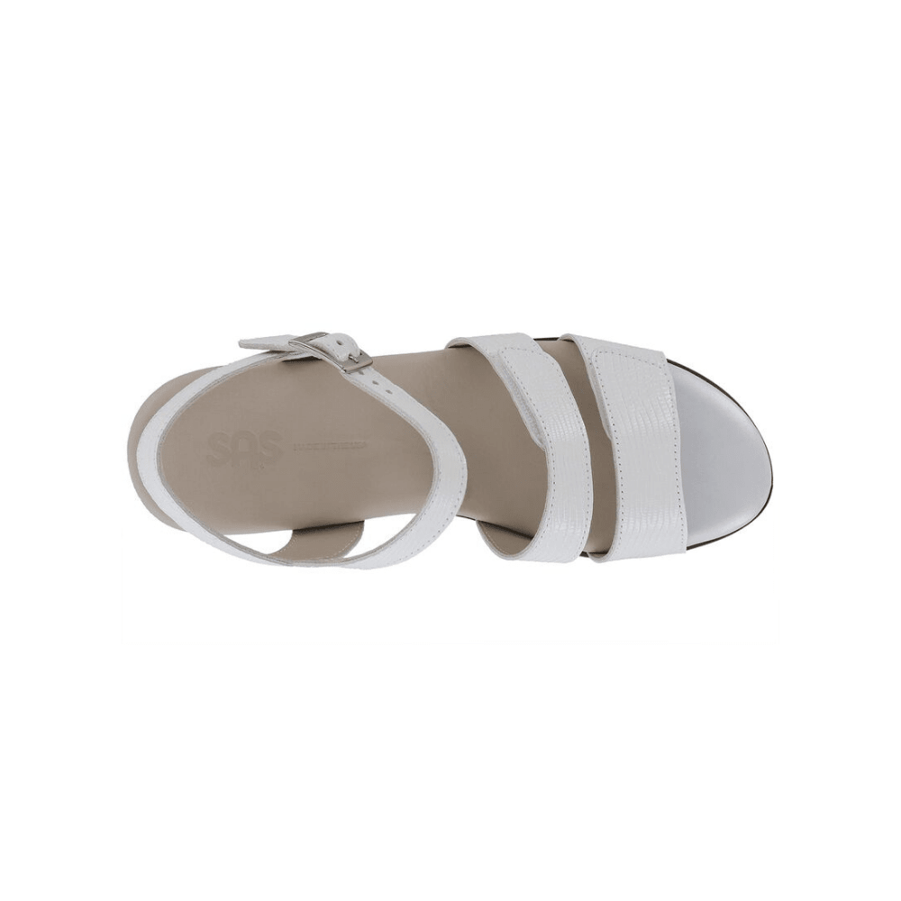 SAS Women's Savanna Adjustable Strap Leather Sandal - White Lizard 2