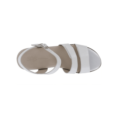SAS Women's Savanna Adjustable Strap Leather Sandal - White Lizard 2