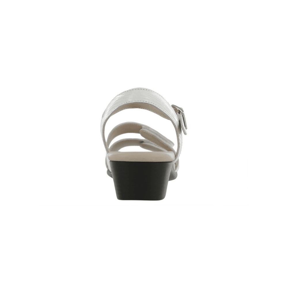 SAS Women's Savanna Adjustable Strap Leather Sandal - White Lizard 4