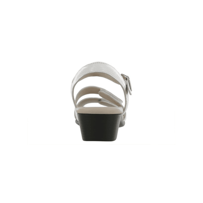 SAS Women's Savanna Adjustable Strap Leather Sandal - White Lizard 4