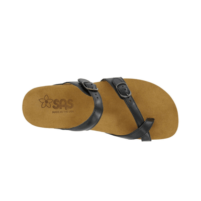 SAS Women’s Shelly Leather Adjustable Slide Sandal – Black 2