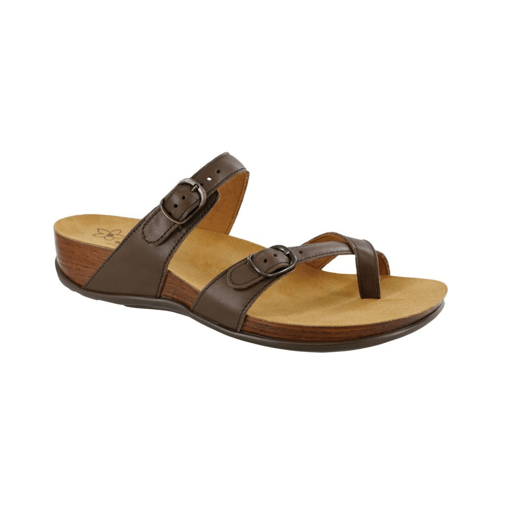SAS Women’s Shelly Leather Adjustable Slide Sandal – Coffee 1