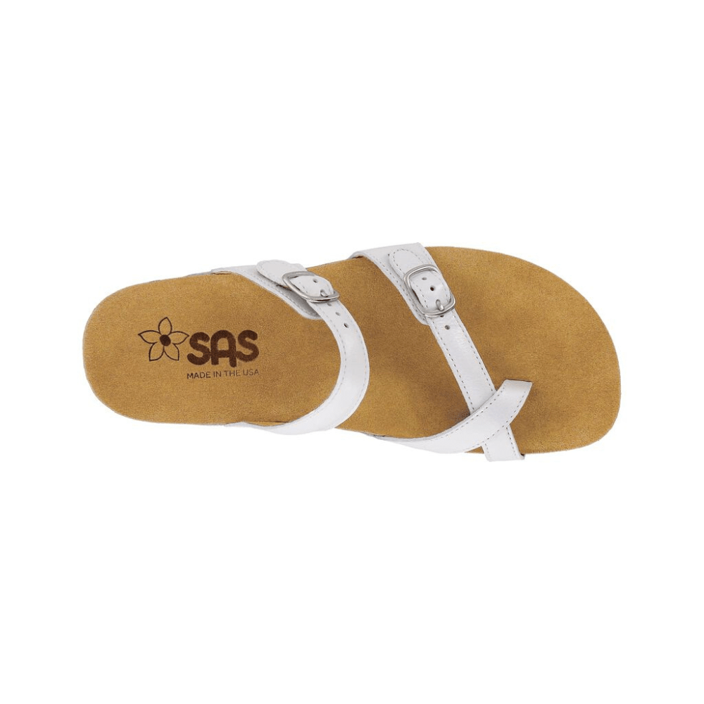 SAS Women’s Shelly Leather Adjustable Slide Sandal – Pearl White 2